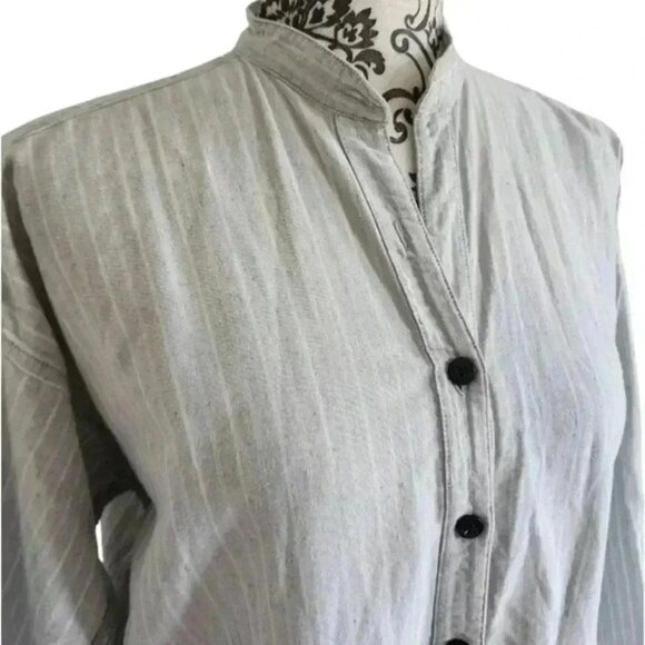 Line + Tow Utility Buttondown Shirt Blue  Stripe White Cotton Women's size Small - Picture 7 of 14